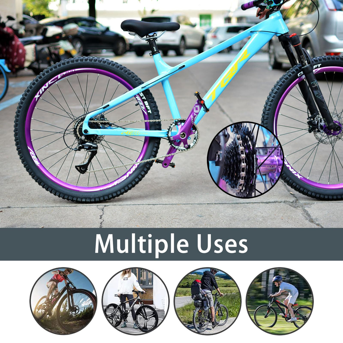 9 Speed Bike Chain, Full Silver Plating,116 Links
