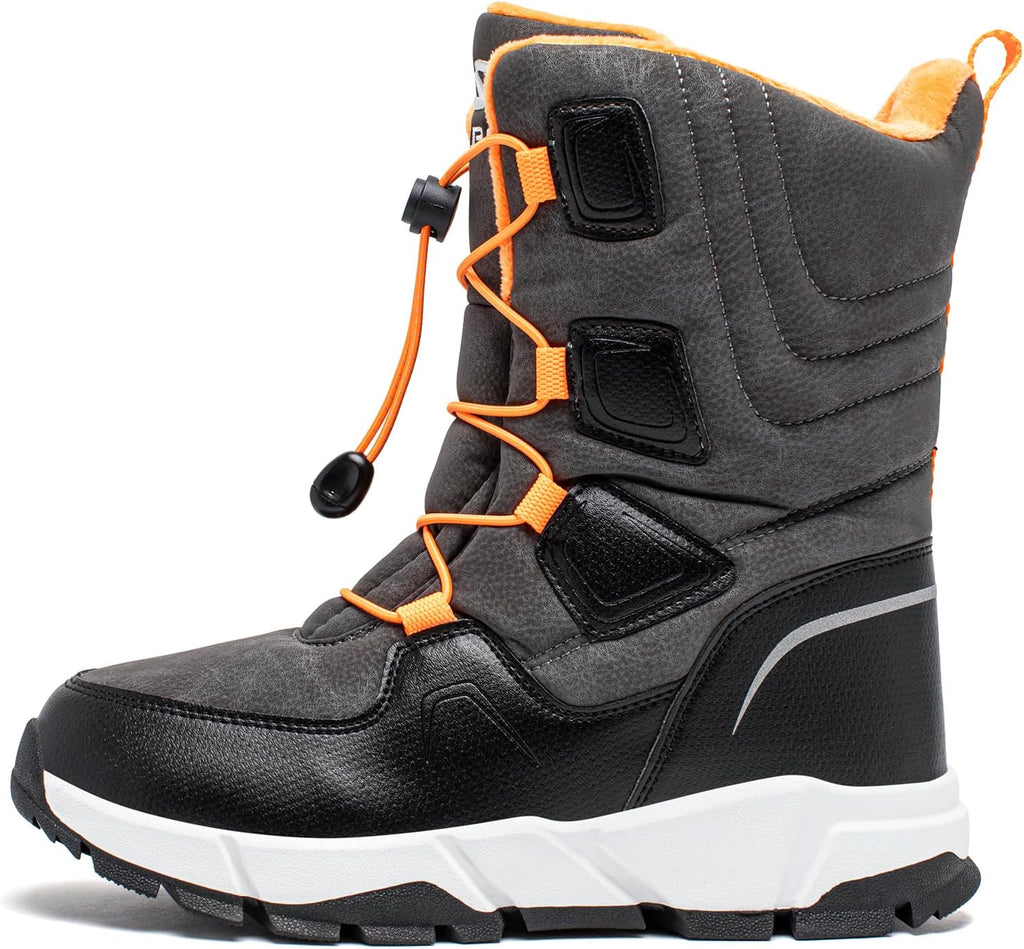 Kids Snow Boots Boys Girls Mid Calf | Water Resistant, Warm Faux Fur Lined, Insulated, Winter Shoes, Toddler Little