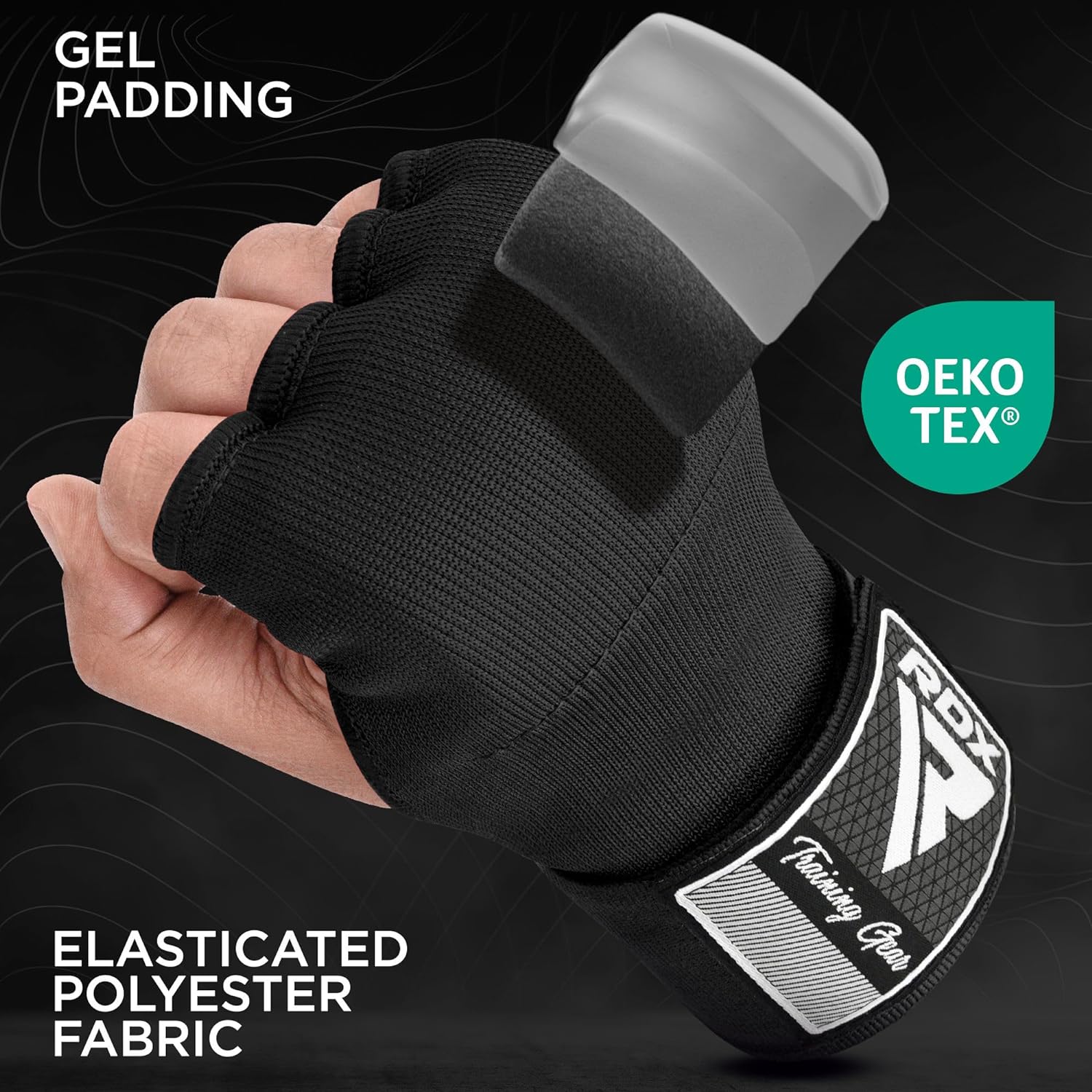 Gel Boxing Hand Wraps Inner Gloves Men Women, Quick 100cm Long Wrist Straps, Elasticated Padded Fist Under Mitts