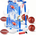 Pool Basketball Hoop, 3-in-1 Floating Poolside Basketball Ring Game Football for Kids Ages 3-12, Outdoor Summer