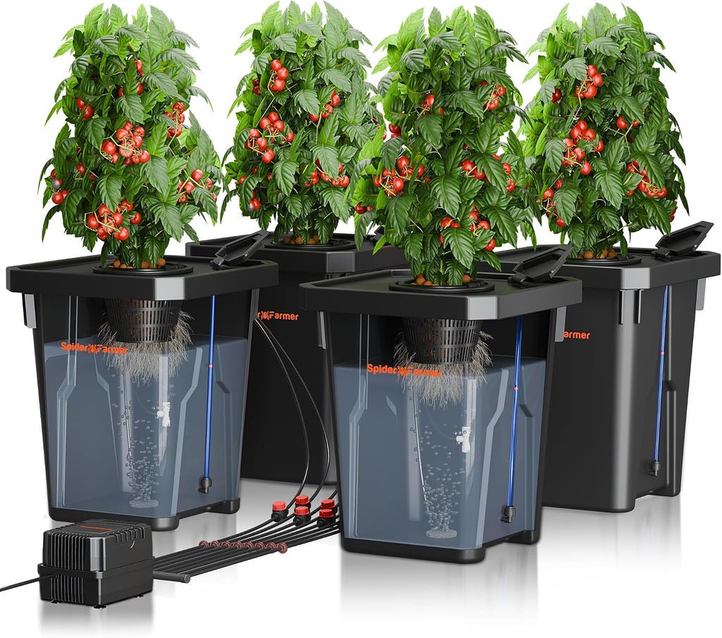 DWC Hydroponics Growing System Kit 4 Buckets for Indoor Plant | 7-Gallon Deep Water Culture, New Triangular Cover