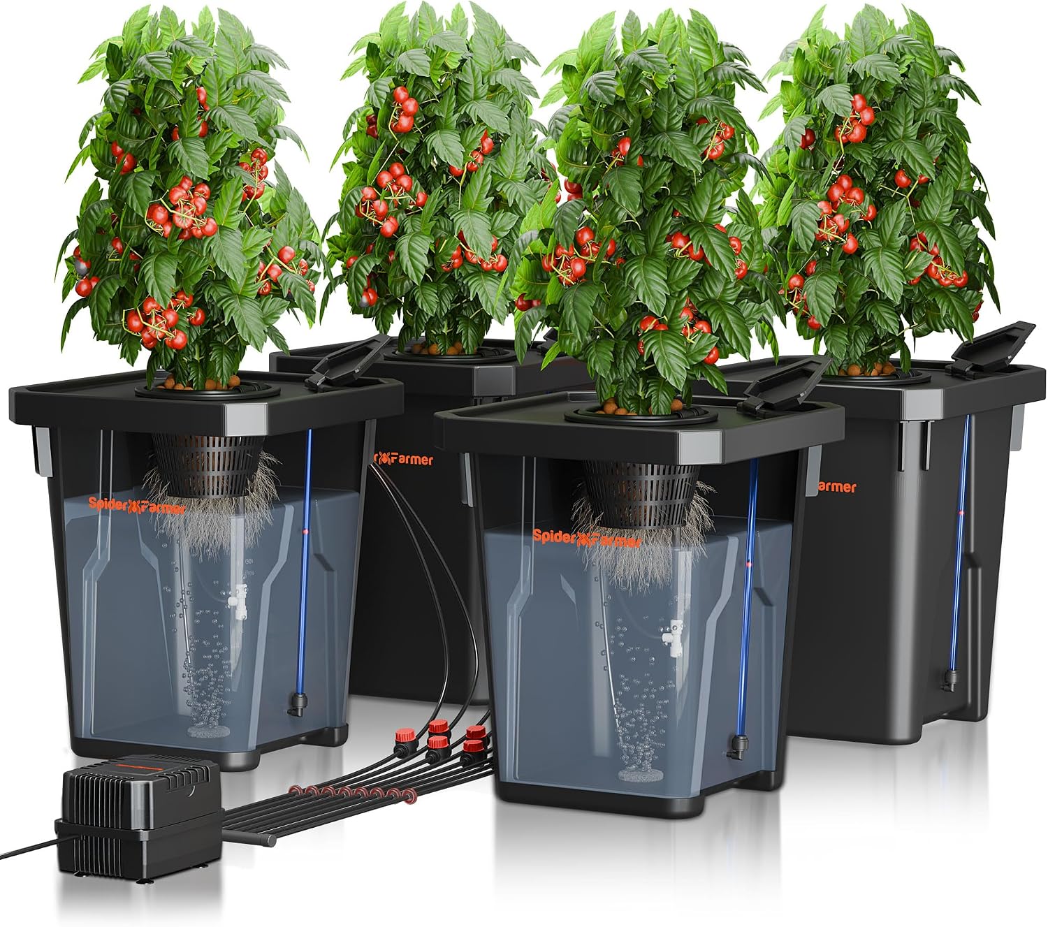 DWC Hydroponics Growing System Kit 4 Buckets for Indoor Plant | 7-Gallon Deep Water Culture, New Triangular Cover