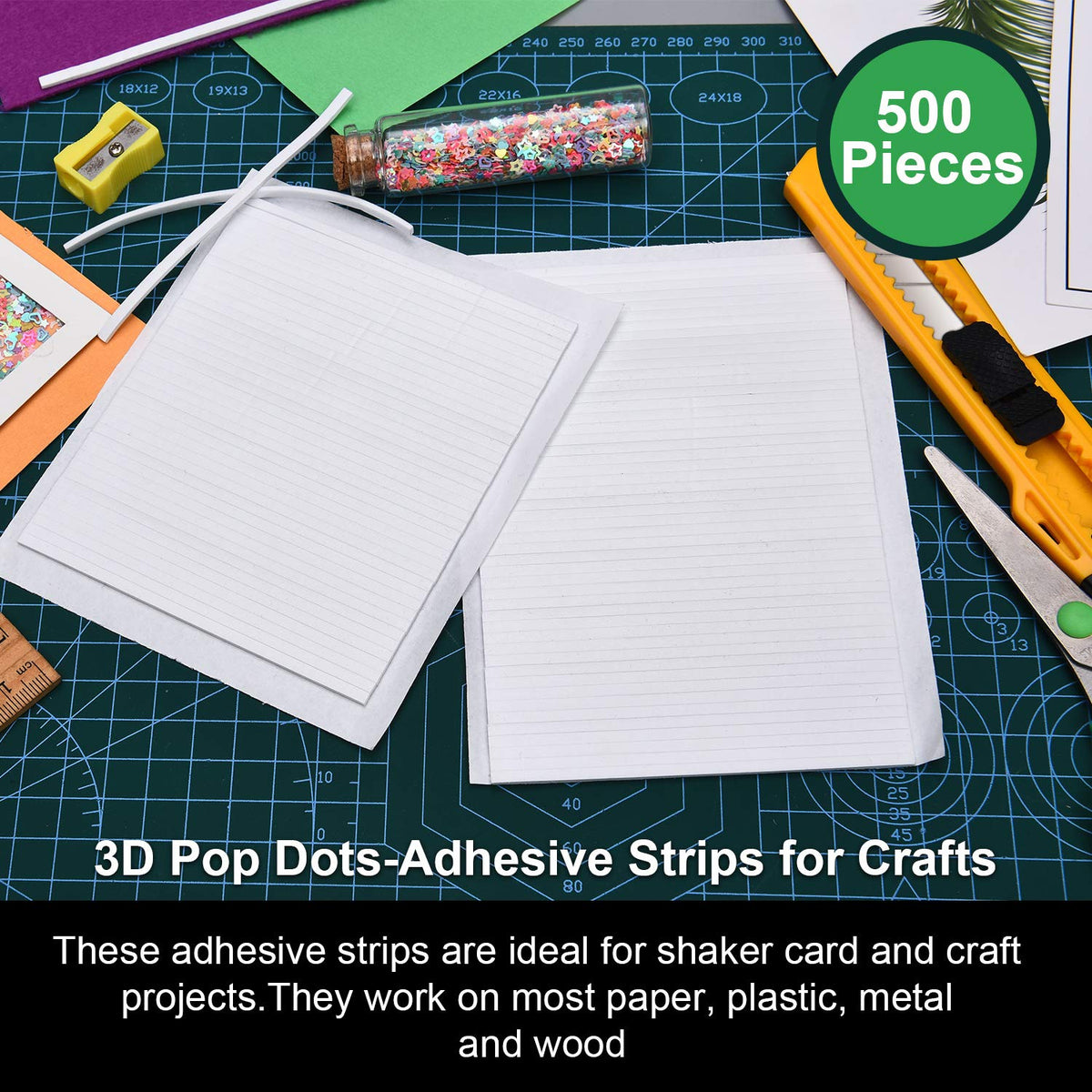 1000 Pcs Foam Strips 5.91'' x 0.12'' Double Sided Adhesive Foam Tape