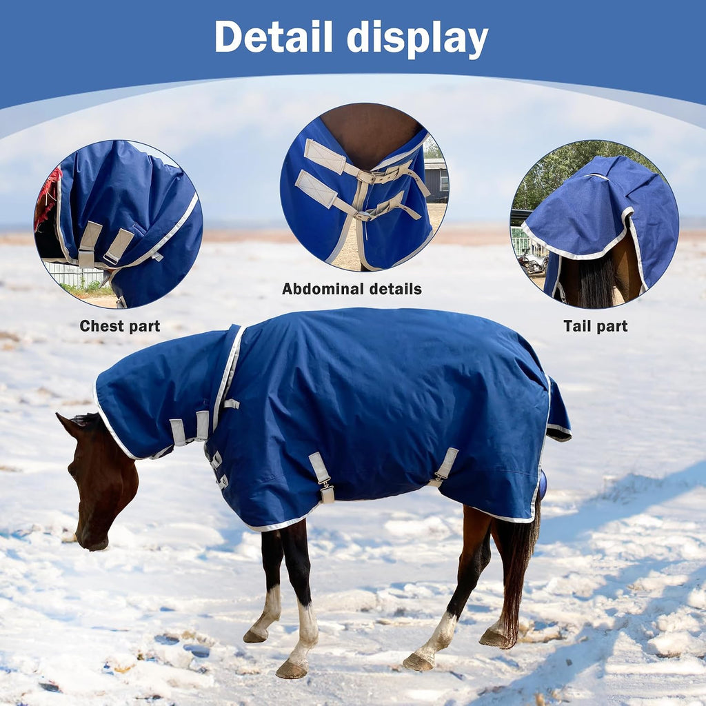 Horse Blanket Winter Water Resistant,220g Warm Cotton Filling Liner 1200D Premium Turnout Horse Blanket,Medium Weight