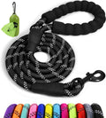 Rope Dog Leash 6 FT with Comfortable Padded Handle, Highly Reflective Threads Leash and Anti-Tangle Clip for Walking