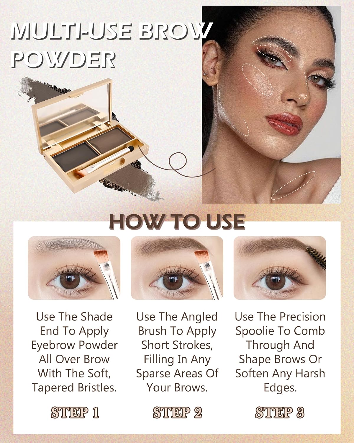 Eyebrow Powder Makeup Kit,Long Lasting Waterproof Eye Brow Powder for Women