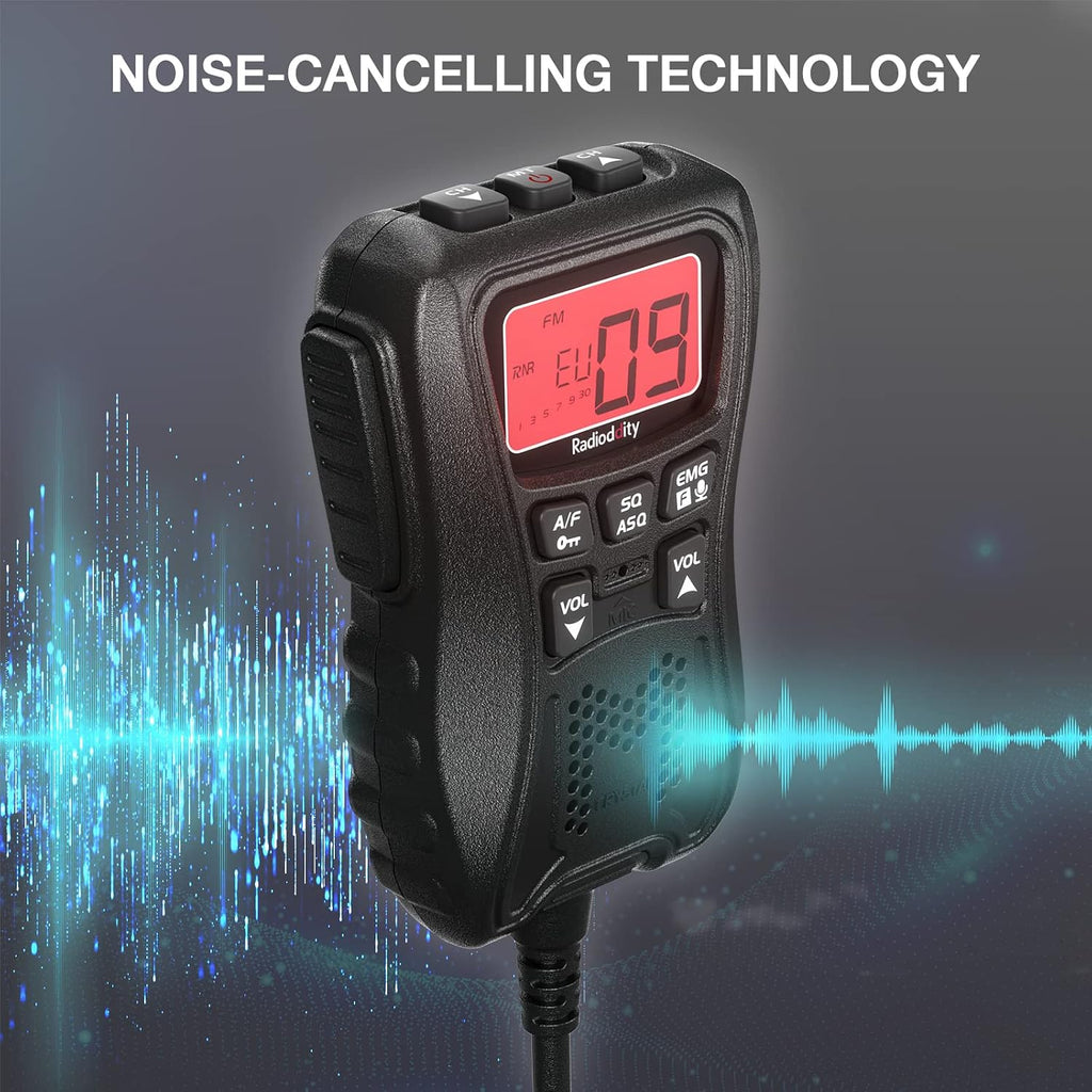 CS-47 Compact CB Radio AM/FM, One-Hander Mic Noise Reduction VOX | 40 Channels Built-in Speaker, Noise Reduction, RF