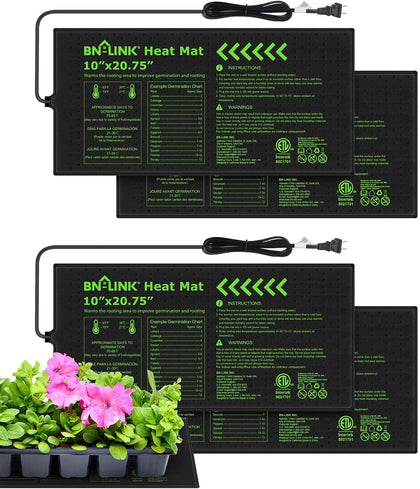 10" x 20.75" Seedling Heat Mats for Seed Starting Plant Germination | 4 Pack Durable Waterproof Plant Heating Pad