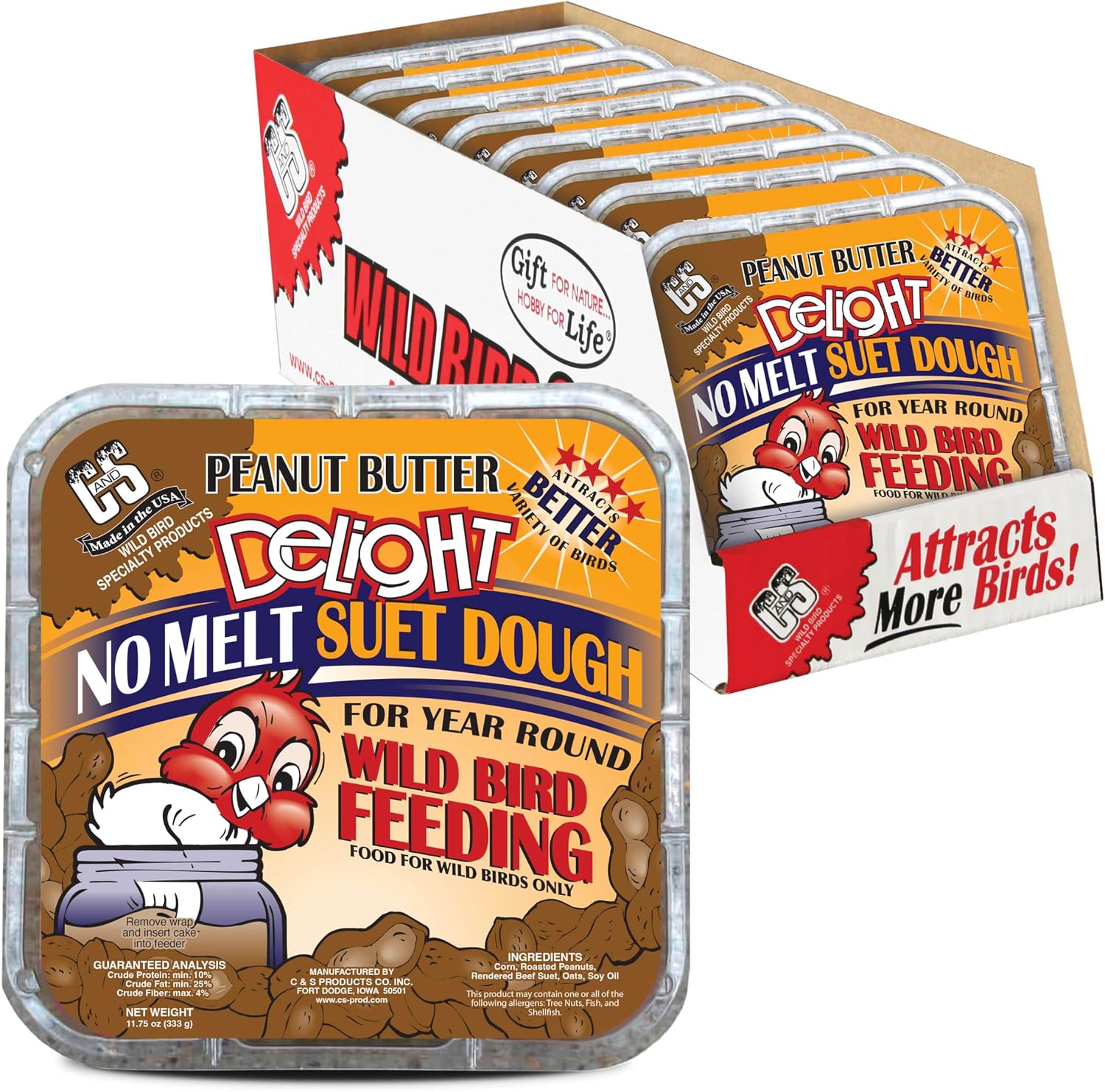 Peanut Butter Delight No Melt Suet Dough, Suet Cakes for Wild Birds | Peanut Butter suet, year-round no melt formula
