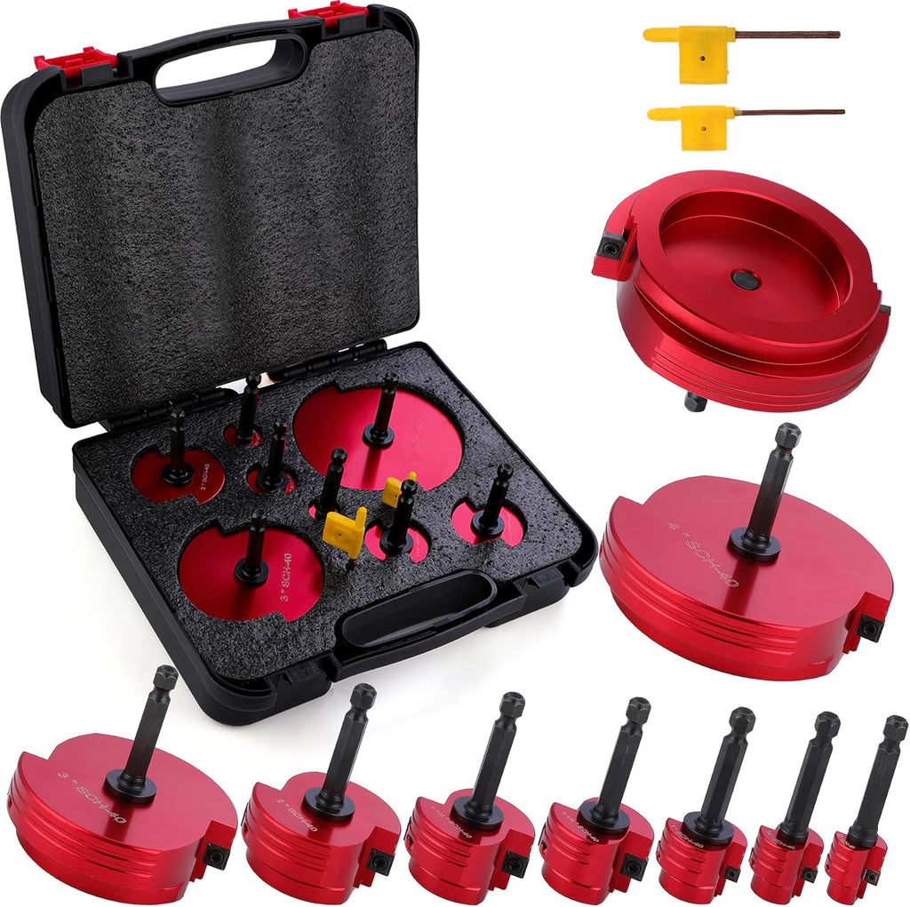 PVC Pipe Reamer Kit, 8 Piece Fitting Saver, 1/2 to 4 Inch