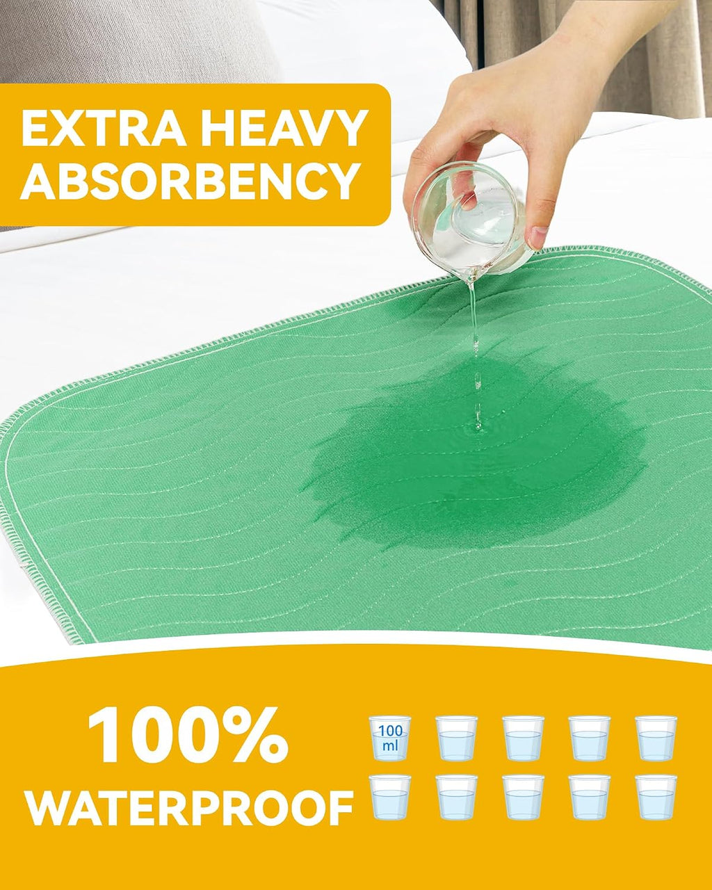 Washable Bed Pad Waterproof, 4 Pack 36"x36" Pads for Incontinence Adults