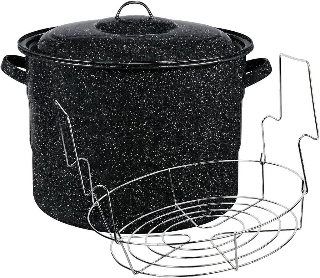 21.5 Quart Water Bath Canner - Large Food Grade Enamel Canning Pot with Rack, Heavy-Duty Canning Supplies for Jam