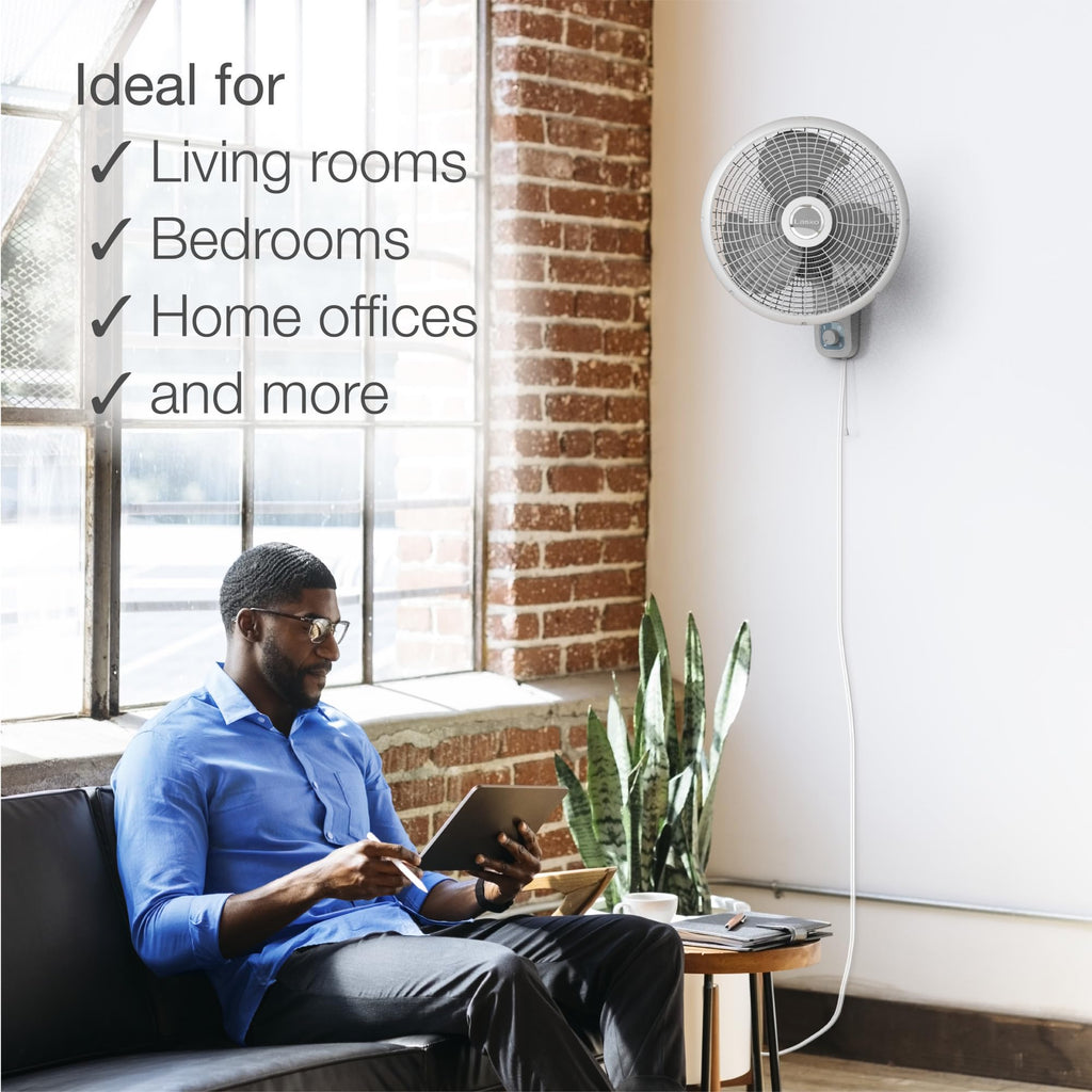 3-Speed Oscillating Wall Mount Fan - 16" - M16900 - Light Gray
