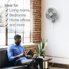 3-Speed Oscillating Wall Mount Fan - 16" - M16900 - Light Gray