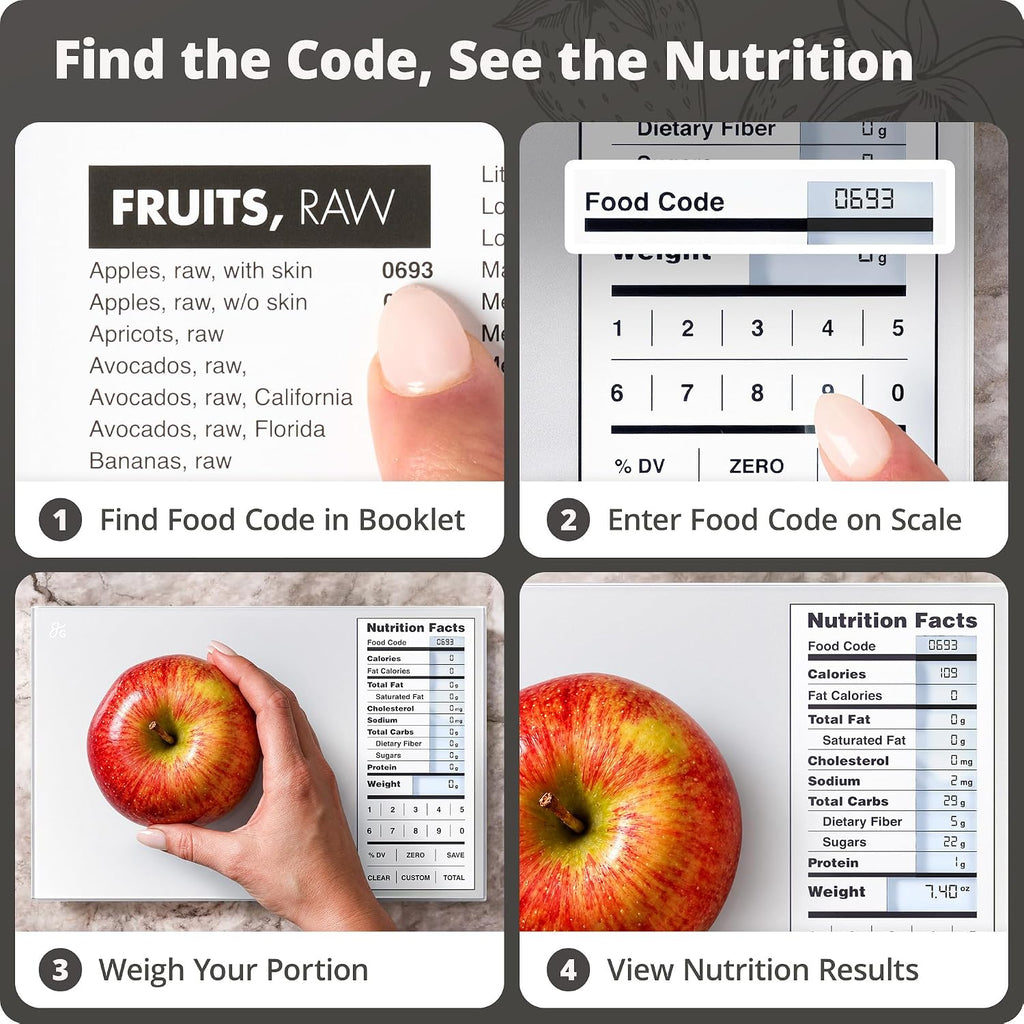 Food Scale with Nutrition Calculator, 2,000 Codes (Silver)