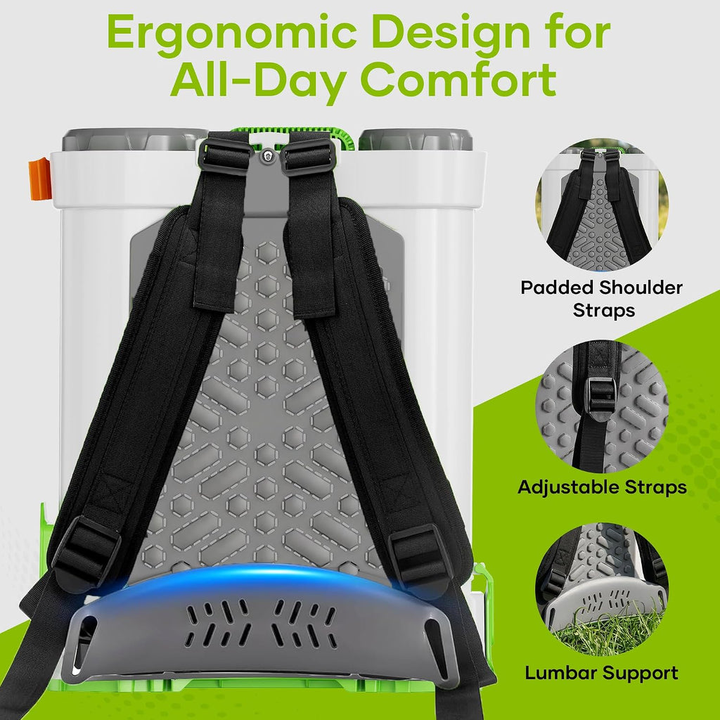 Backpack Sprayer with 2.6Ah Rechargeable Battery, Electric Weed Sprayer | Battery Powered Sprayer, 4.2-Gallon Power
