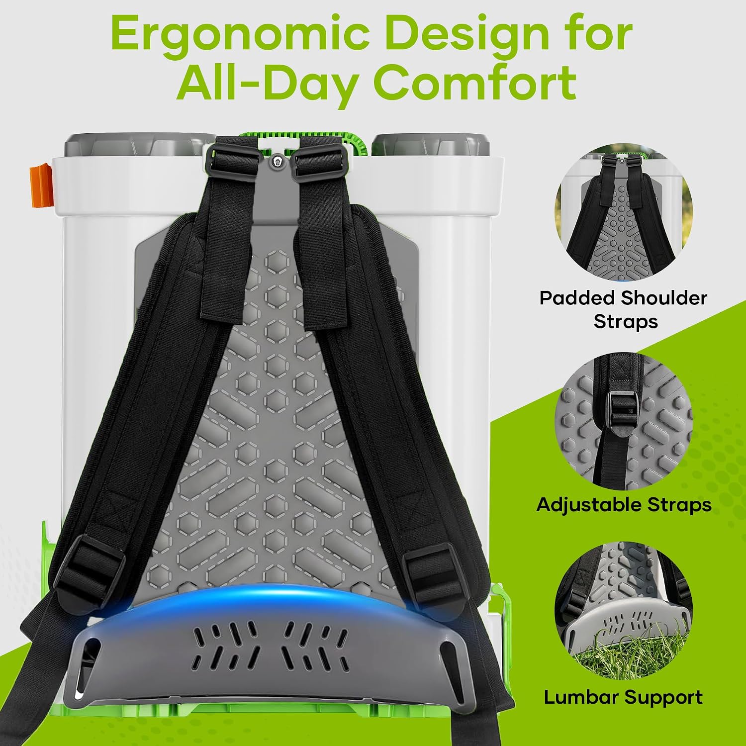 Backpack Sprayer with 2.6Ah Rechargeable Battery, Electric Weed Sprayer | Battery Powered Sprayer, 4.2-Gallon Power