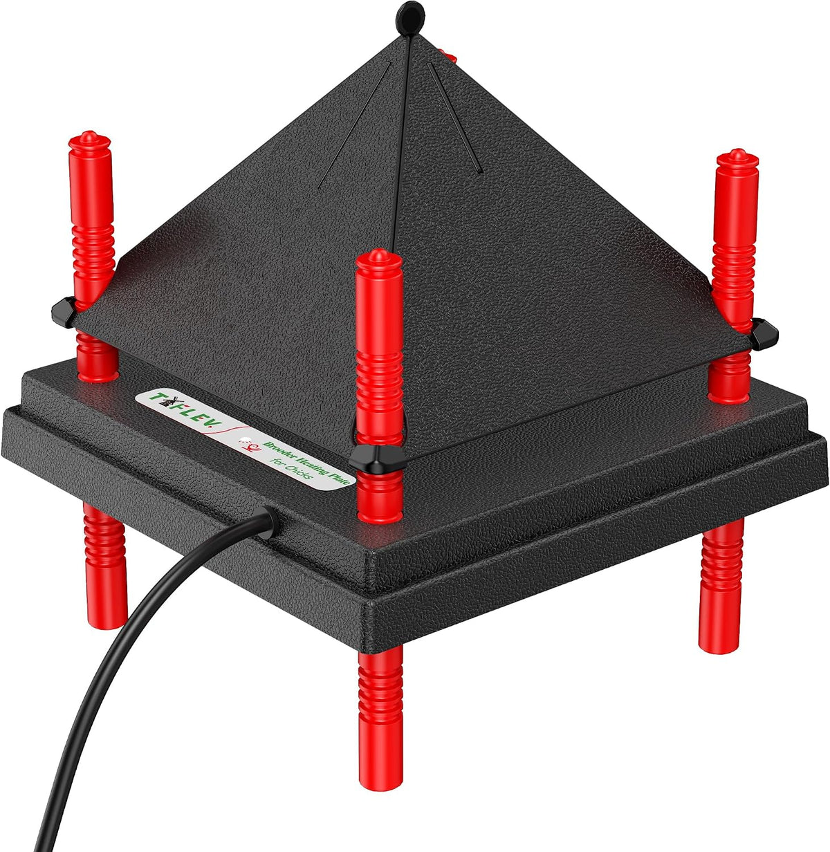 Chick Brooder Heating Plate with Anti Stand Cone, 12"x12" Fixed Temp Black