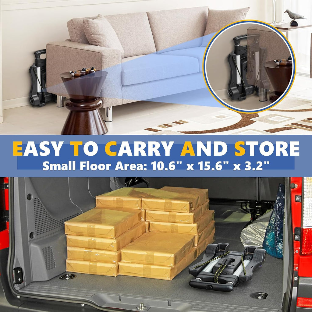 Small Folding Hand Truck Dolly with 2 Wheels, Foldable Luggage Cart, Lightweight Aluminum Collapsible Trolly Portable