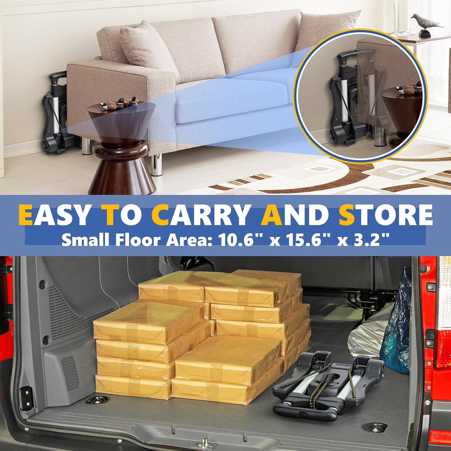 Small Folding Hand Truck Dolly with 2 Wheels, Foldable Luggage Cart, Lightweight Aluminum Collapsible Trolly Portable