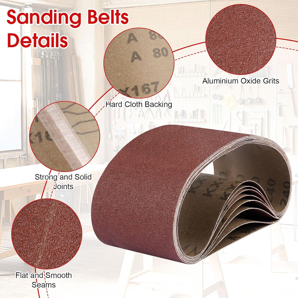 8 Pcs Belt Sander Paper, 3x21 Belt Sander Sanding Belts Sanding Belt