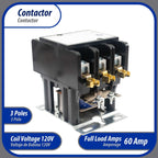 Appli Parts APAC-360120 Heavy Duty Contactor 3 Poles 60A 120V Coil Replacement for AC Compressors and Electrical Applications UL Certified E476929