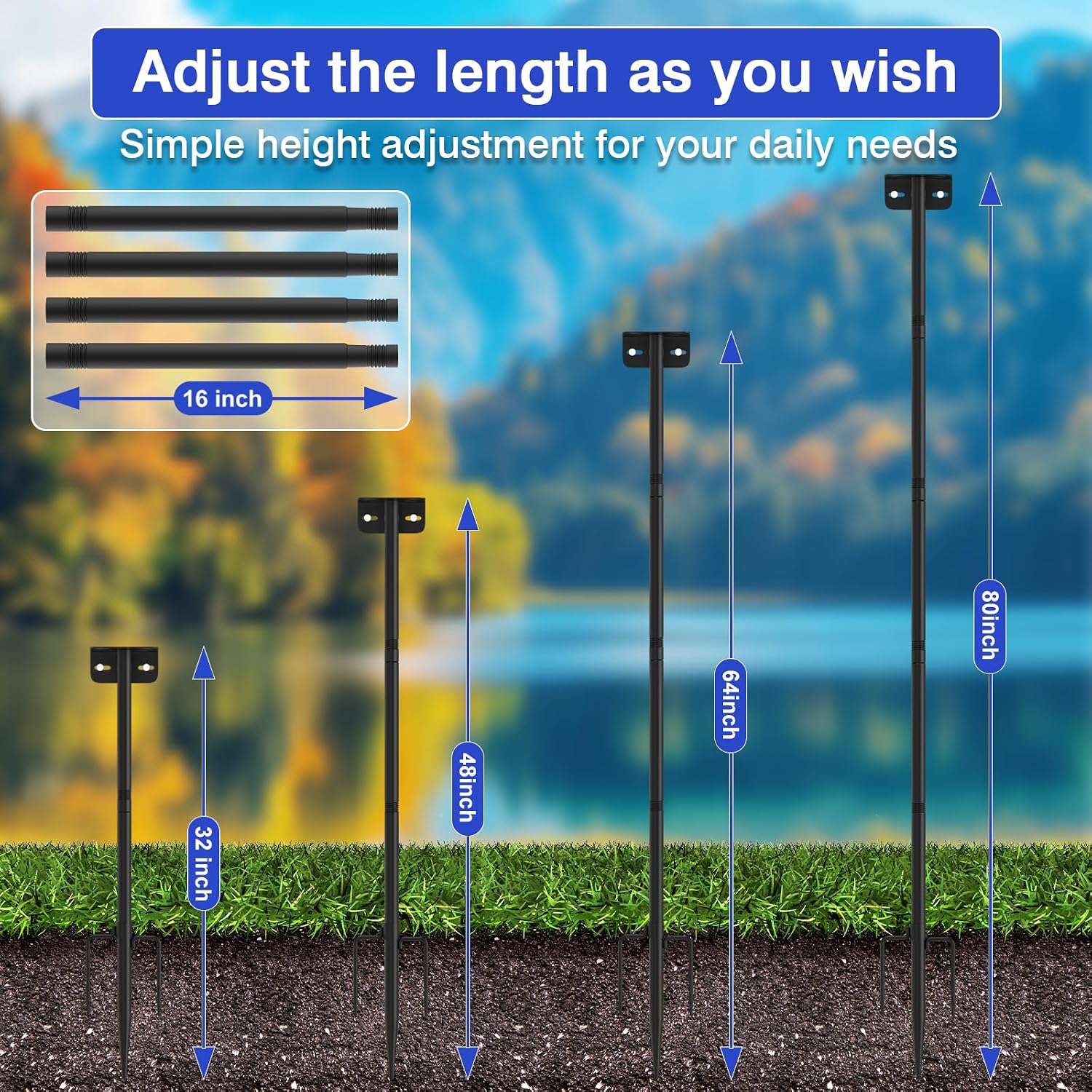 80 Inch Adjustable Bird Feeder Pole,Bird House Pole Suitable for Feeders & Birdhouse,Weather Station,Heavy-Duty