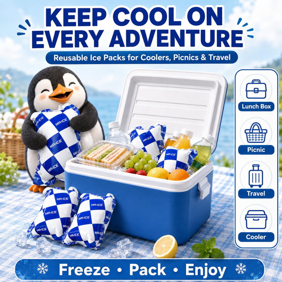 Ice Packs for Cooler, Reusable Ice Pack, 6.9 x 4.7 Inch, 15 Sheets