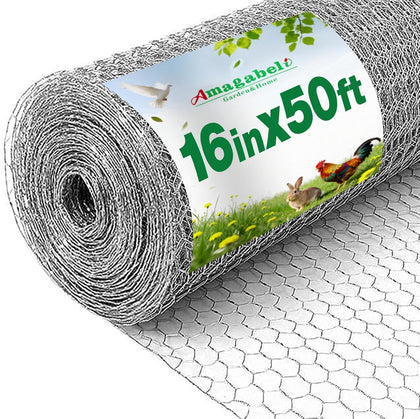 Amagabeli Chicken Wire Fencing 16in x 50ft Garden Netting Poultry Wire Hexagonal Galvanized Mesh Roll Fence Barrier