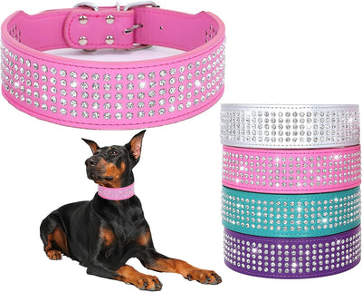 Rhinestones Dog Collars-2" Wide Crystal Diamonds Studded Collar