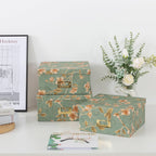 Decorative Storage Boxes with Lids, Set of 3, Botanical Sage
