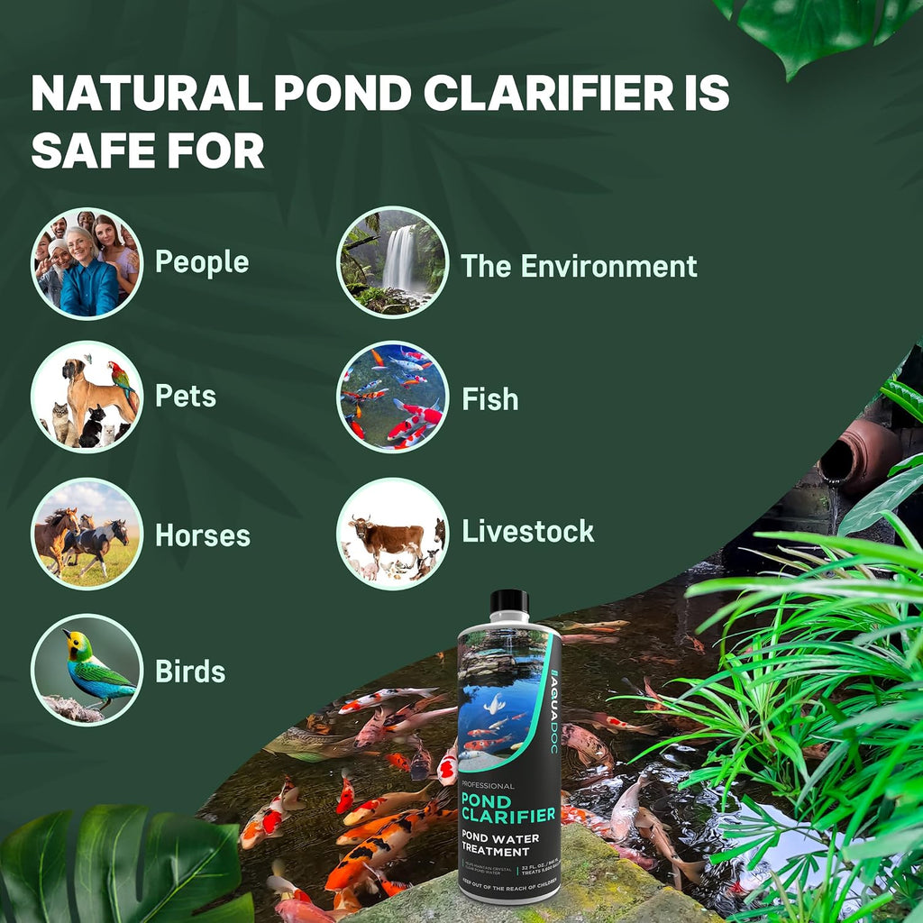 AquaDoc Pond Water Clarifier - Enzyme-Based Treatment for Fish Ponds, 32 oz