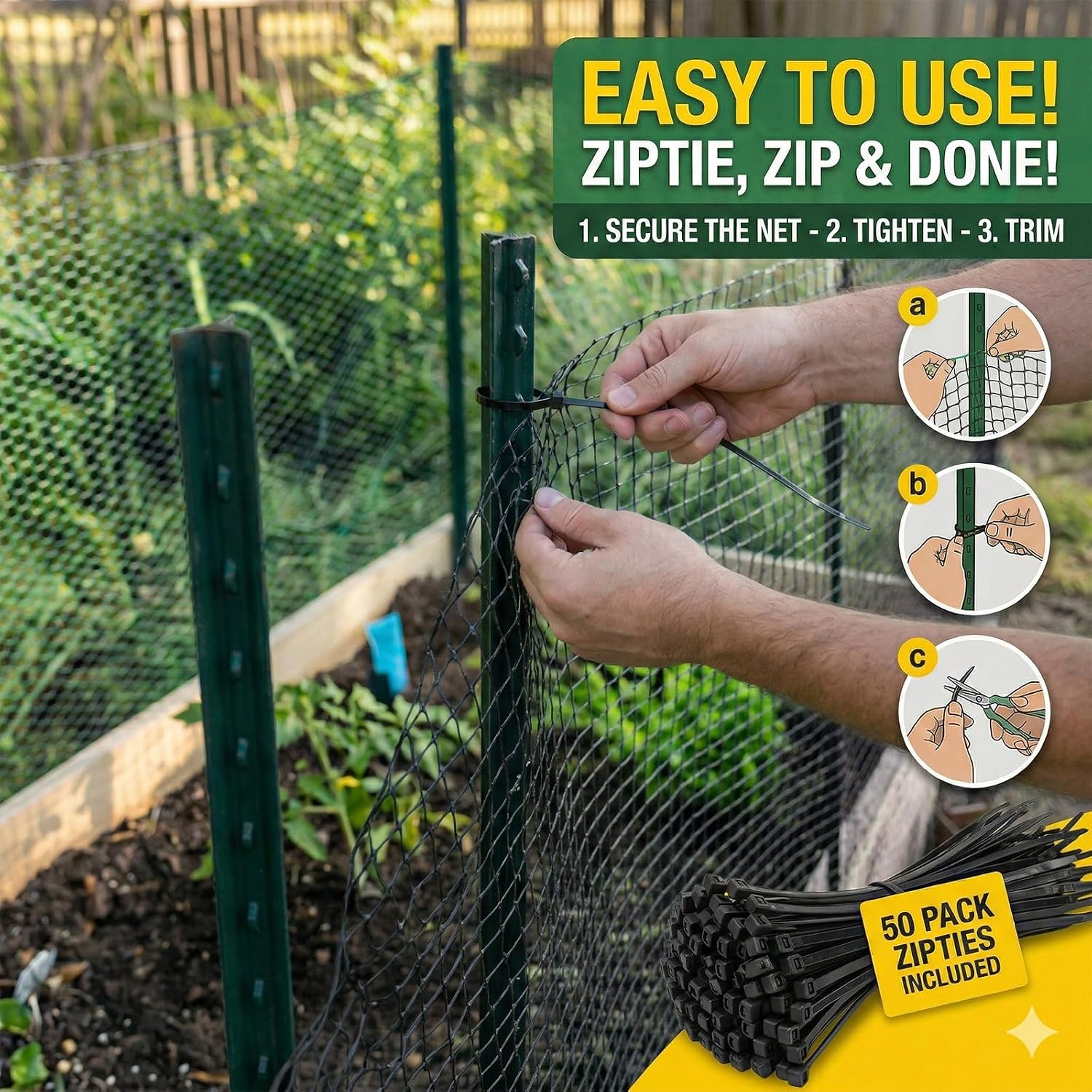5x100 FT Deer Fence Netting, Plastic Mesh Roll, Garden Protection, Black