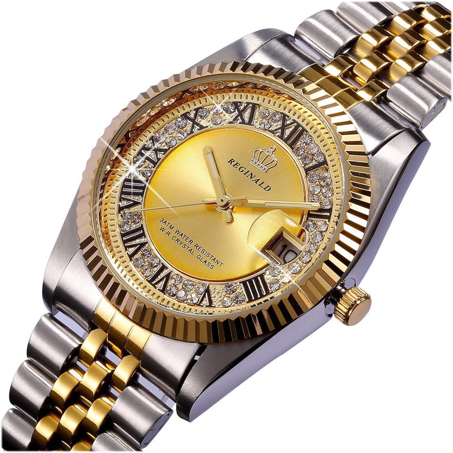 Small Gold Plated Fashion Stainless Steel Waterproof Watch Calendar Mens Woman Lovers' Luxury Gift Watch