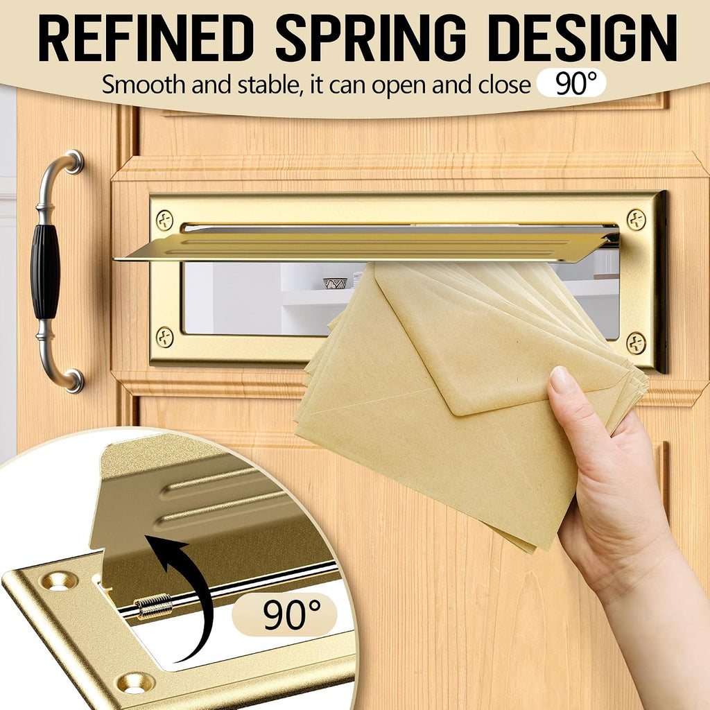 13 inch Mail Slot for Front Door, Stainless Steel Mail Slot Cover | With Pre-Drilled Holes Screws Included, Easy to