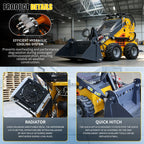 Mini Skid Steer Loader 24HP Wheeled Compact Skid Steer with 4-in-1 Bucket