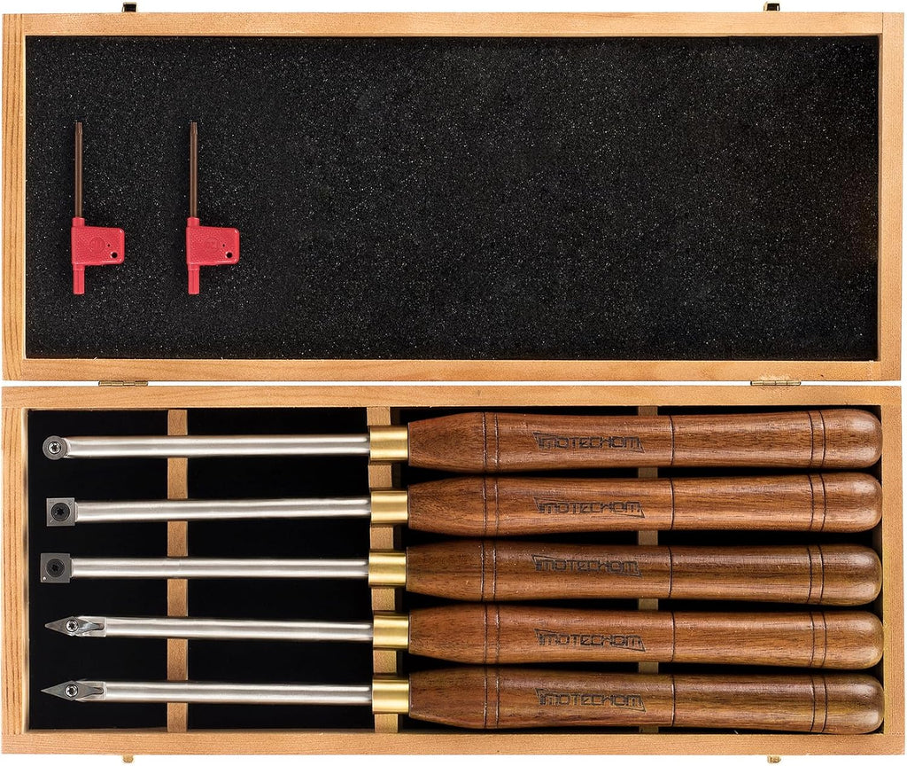 5-Piece Carbide Tipped Wood Turning Lathe Chisel Tools Set | Stainless steel bars with replaceable carbide tipped