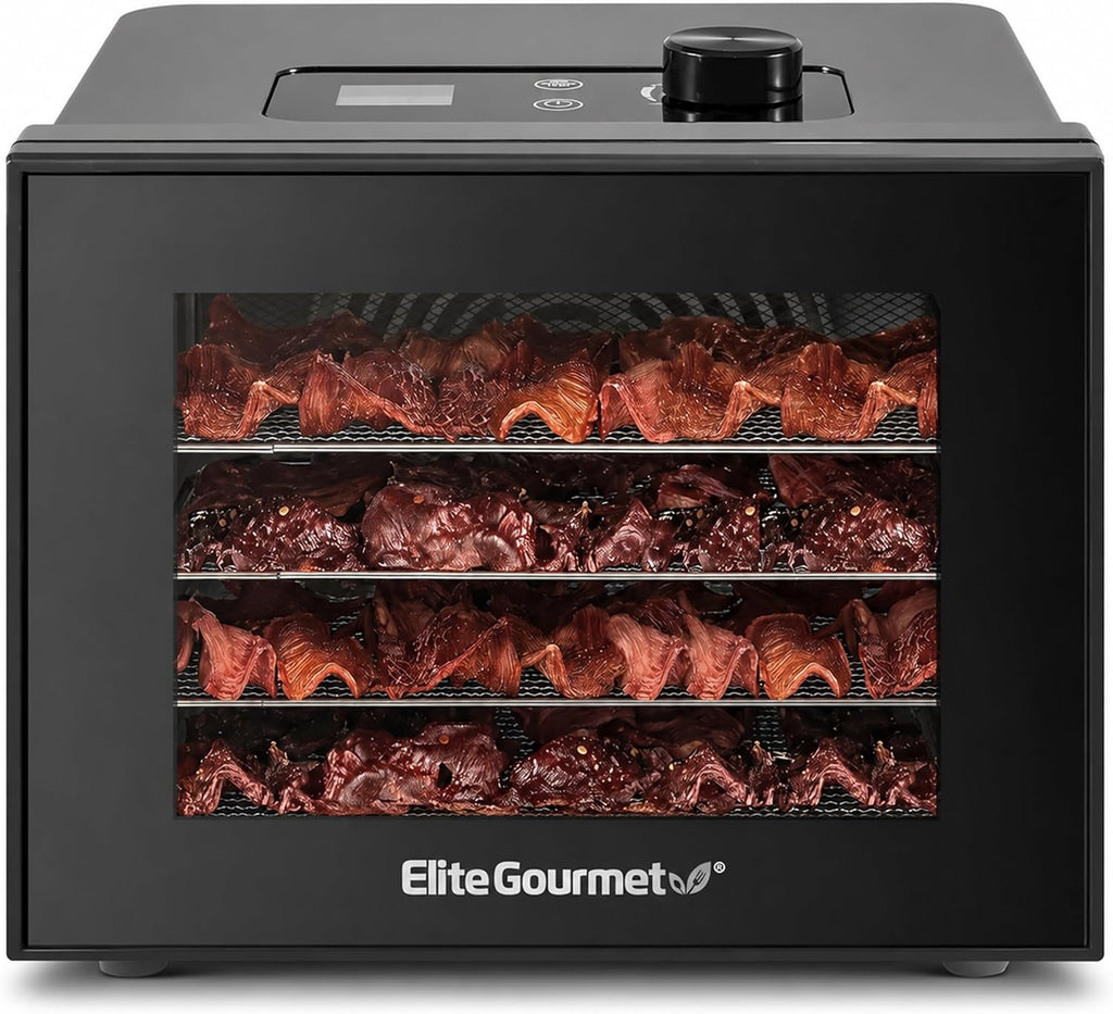 Food Dehydrator, Stainless Steel Trays, Adjustable Temp