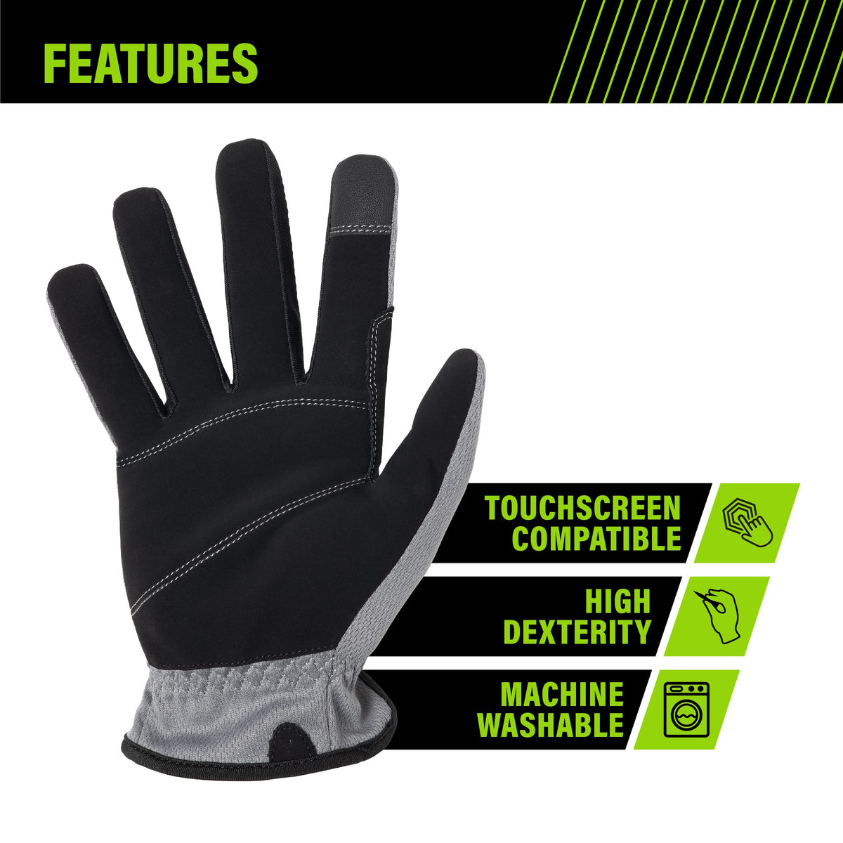 Utility Work Gloves, XLarge, 3 Pair Pack, Touchscreen Compatible