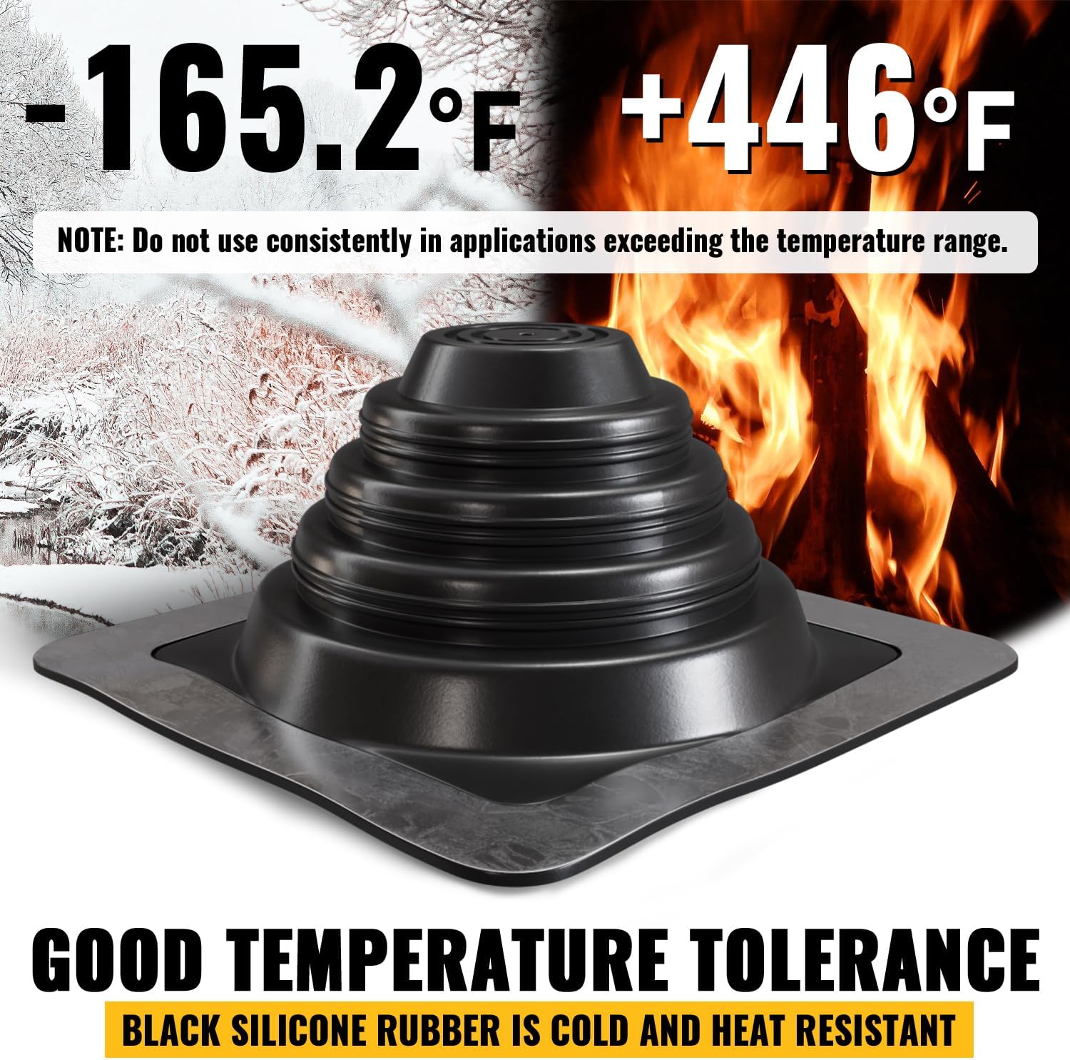 #1 Metal Roof Pipe Flashing, Silicone Roof Vent Boot, Black, 1-Pack