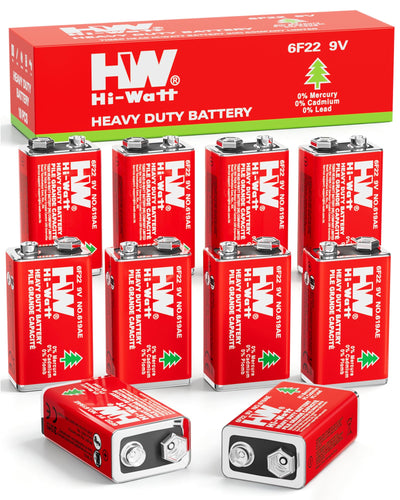 9V Batteries, Carbon Zinc Leakage-Proof 10 Pack for Wireless Microphones