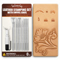 TheCraftGuy Leather Stamping Tools with Swivel Knife, 8 Pack, for Carving