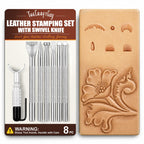TheCraftGuy Leather Stamping Tools with Swivel Knife, 8 Pack, for Carving