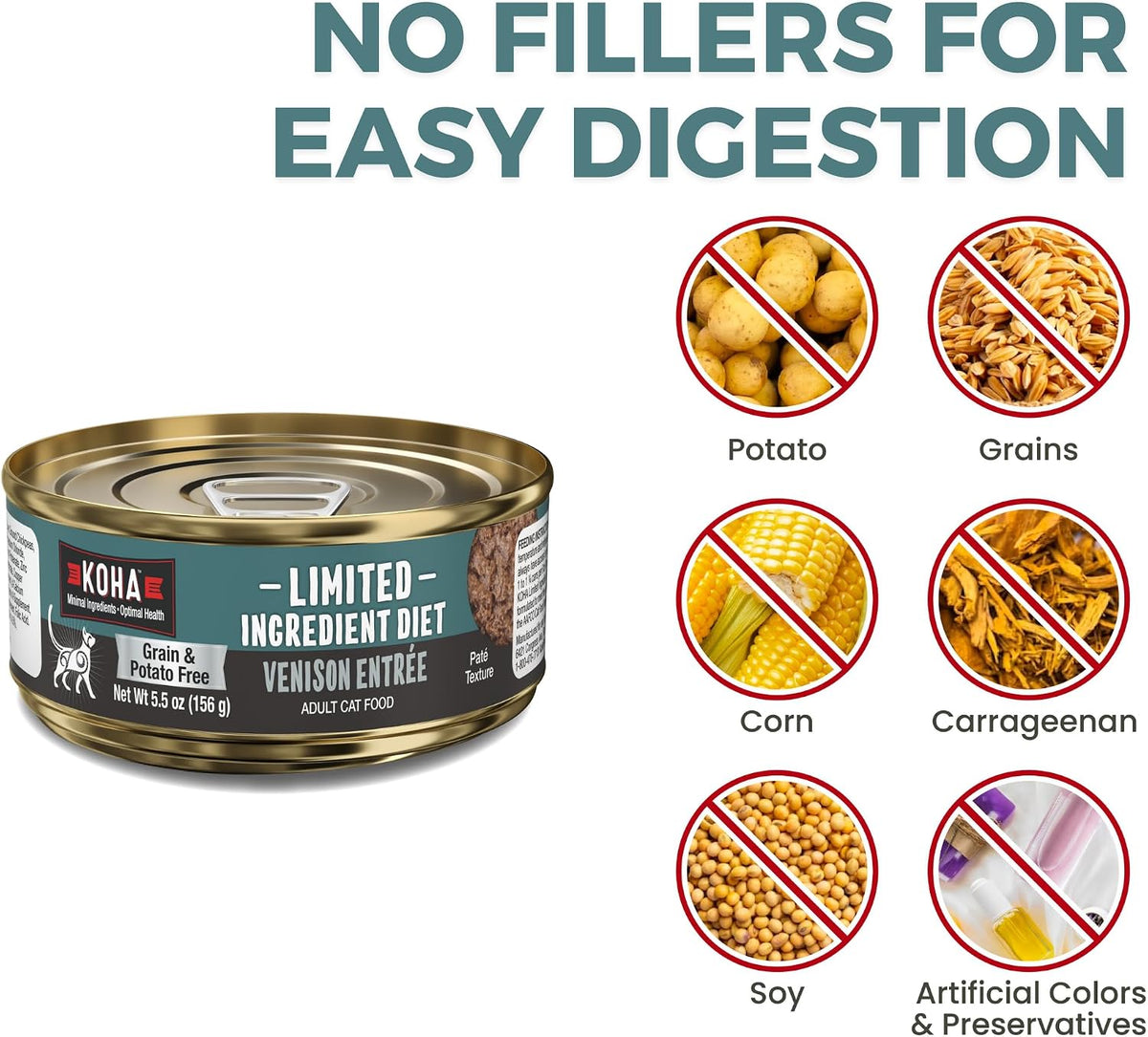 Limited Ingredient Diet Venison Paté for Cats, Wet Cat Food