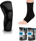 Knee Brace + Ankle Brace (Pair) Compression Support Sleeve for Men & Women, Knee and Ankle Support for Weightlifting
