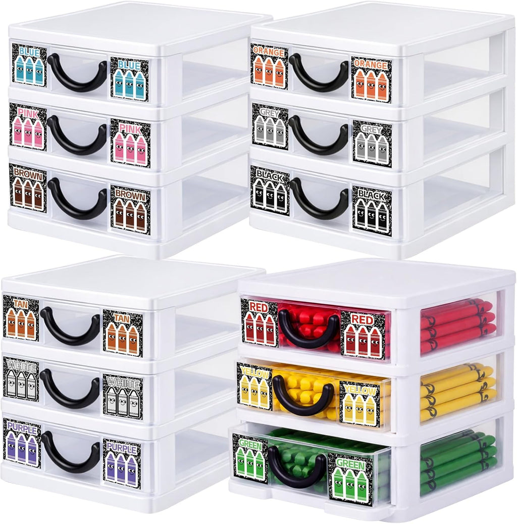 12 Pcs/ 4 Pack Plastic Crayon Organizer for Classroom Back to School