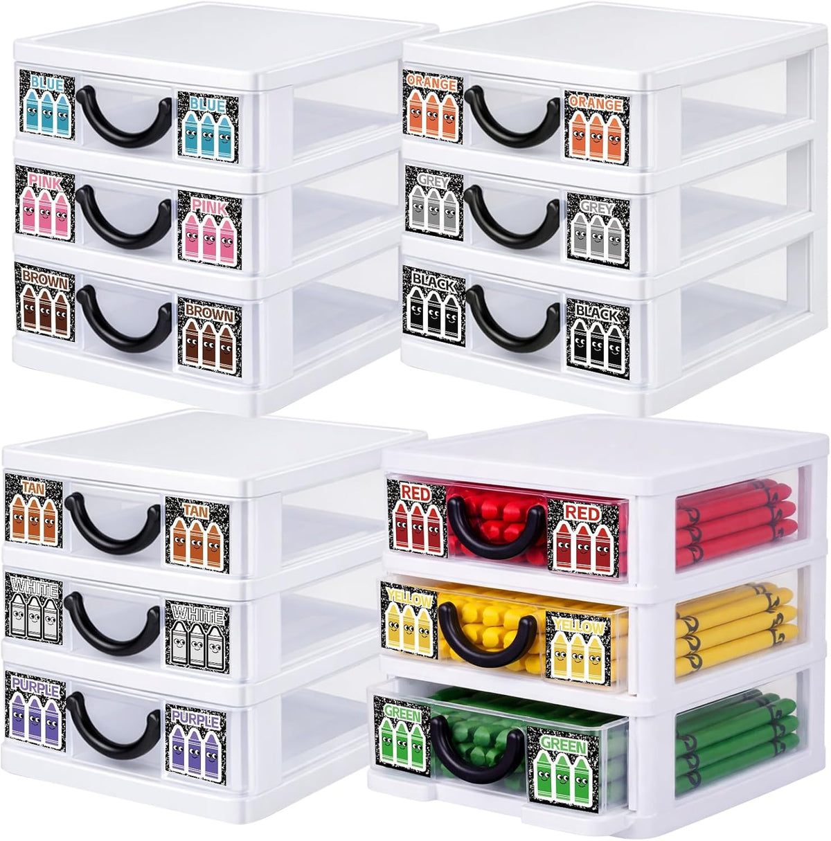 12 Pcs/ 4 Pack Plastic Crayon Organizer for Classroom Back to School