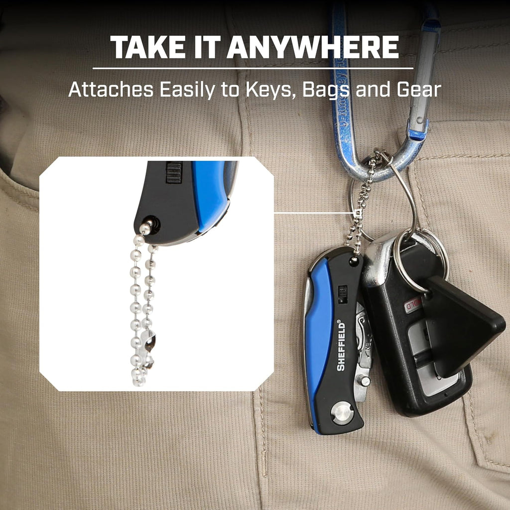 12125 Mini Box Cutter & 5 Blade Storage Compartment and Key Chain