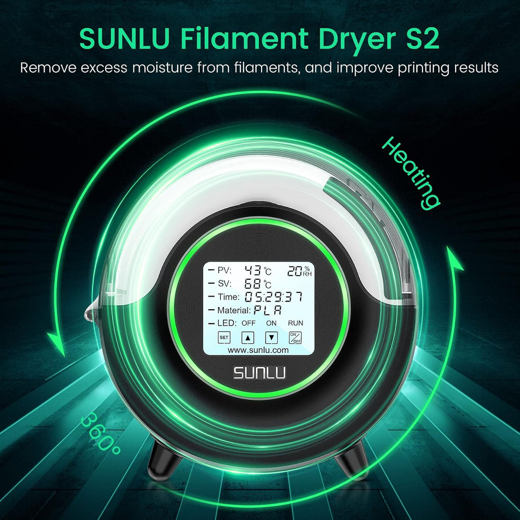 Filament Dryer S2, Black | 70℃ Max Temperature,Large screen control,Filament Storage Filament Dryer Box