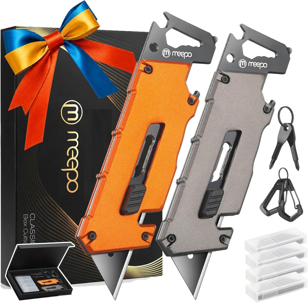 2-Pack 5 In 1 Box Cutter, Al-Alloy Utility Knife w/ 40-Pcs Blades